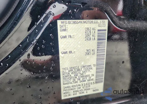 2023 Nissan Altima Sv из США, поврежденный, VIN 1N4BL4DV5PN356055